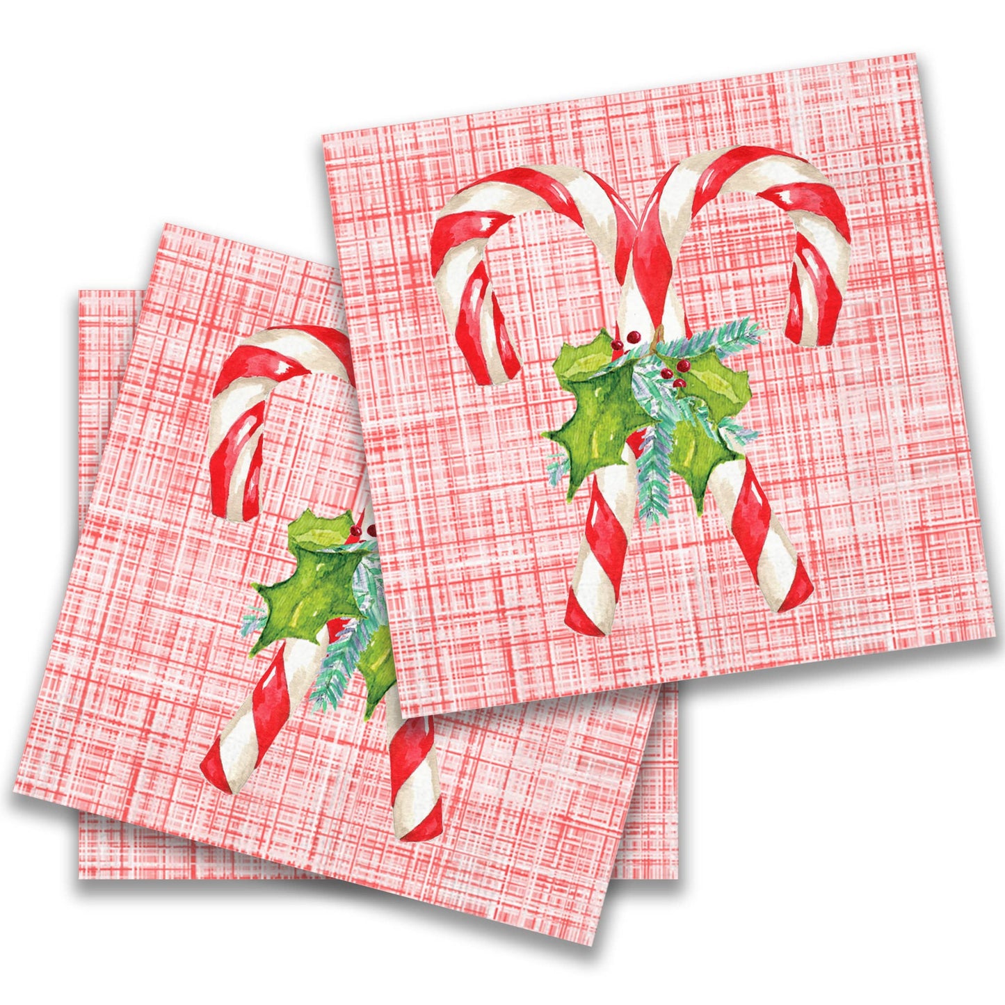 French Graffiti Candy Canes with Greens Cocktail Napkin