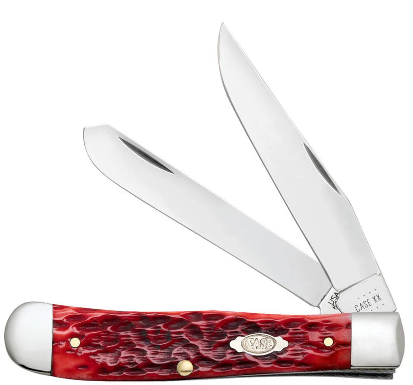Case Knife Peach Seed Jig Dark Red Bone CS Trapper 31950