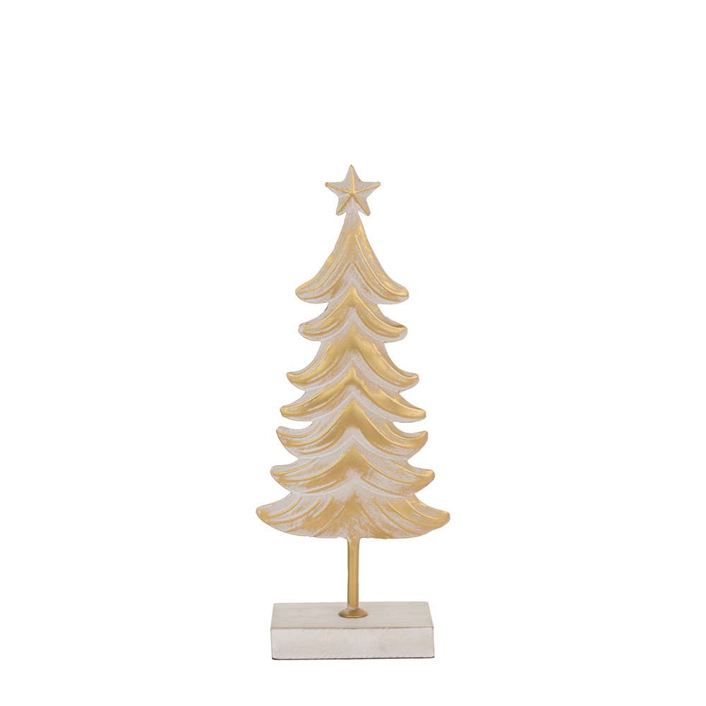 Boston International Small Metal White & Burnished Gold Tree Christmas 11.25"