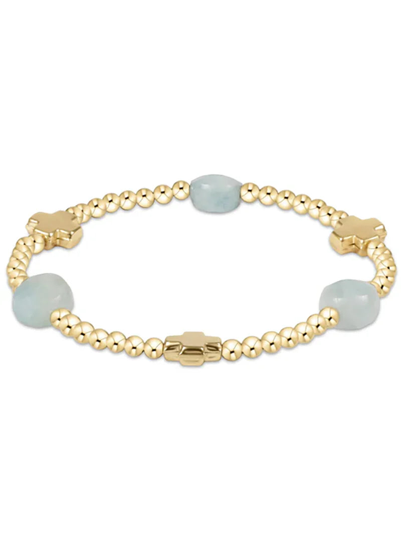 enewton | Signature Cross Admire Gold 3mm Bracelet | Aquamarine