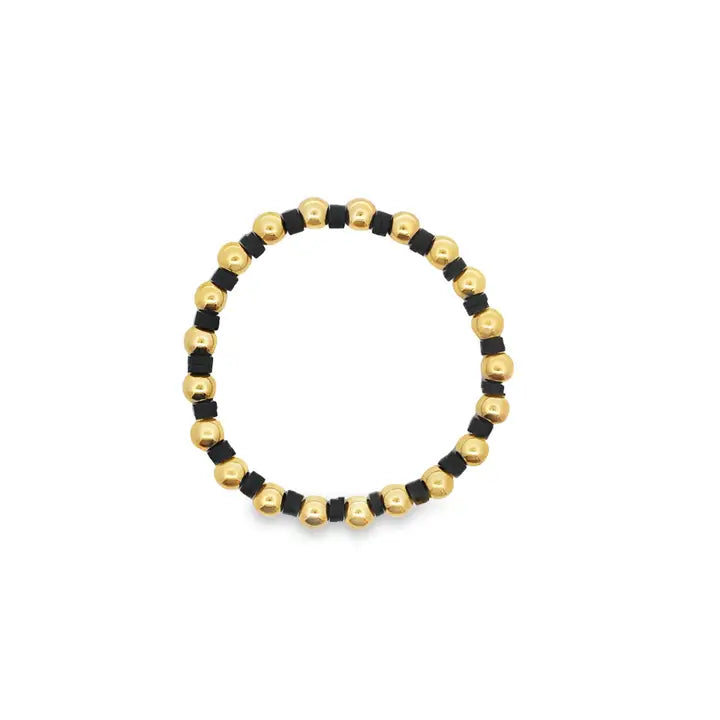 MIA Jewelry 5mm Gold Colorful Beaded Bracelet | Black