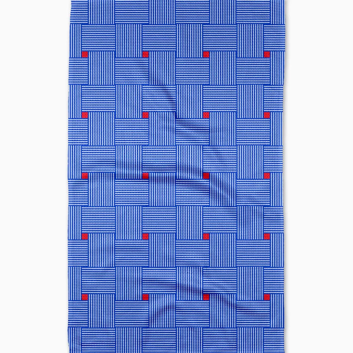 Geometry Woven Blue Tea Towel