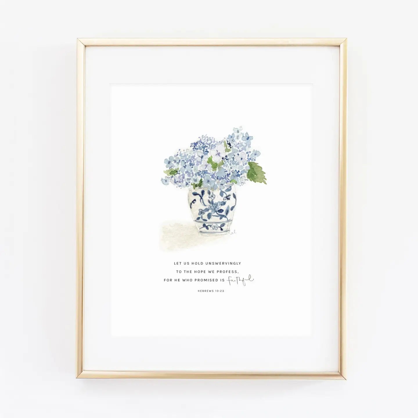 Emily Lex Hebrews 10:23 Hydrangea Bouquet Scripture Print