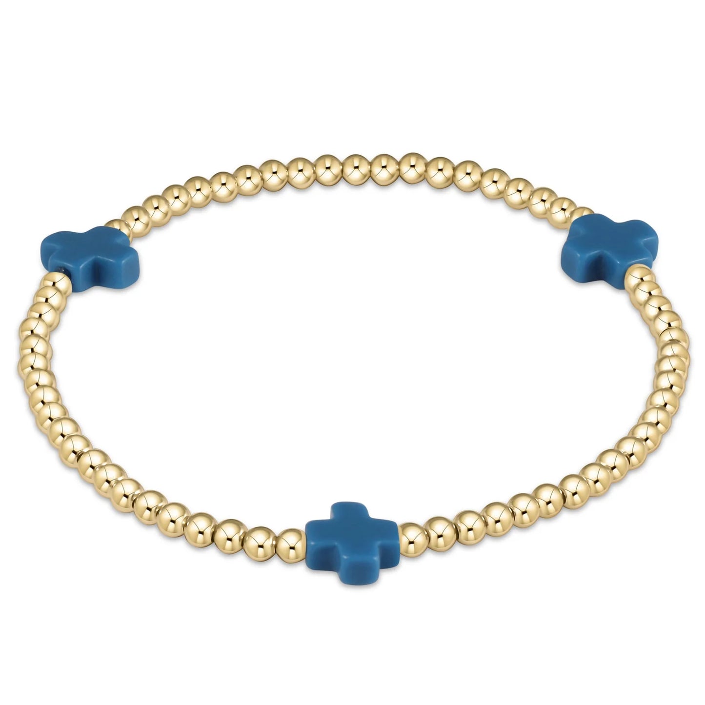 enewton | Signature Cross 3mm Gold Bead Bracelet | Cobalt