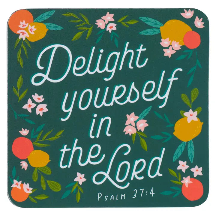 Christian Art Gifts Magnet Teal Lemons Delight Yourself Ps. 37:4
