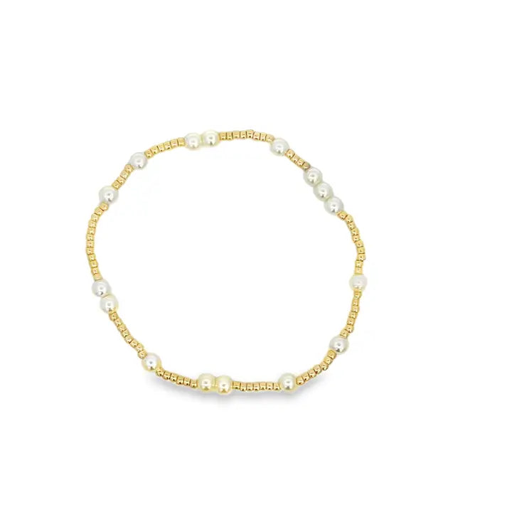 MIA Jewelry Thin Gold and Pearl Beaded Bracelet