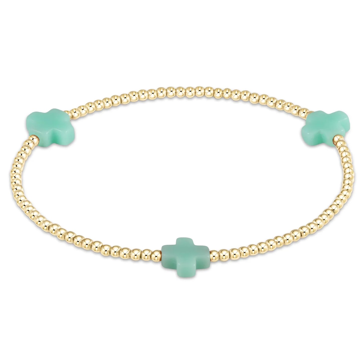 enewton | Signature Cross Gold 2mm Bead Bracelet | Mint