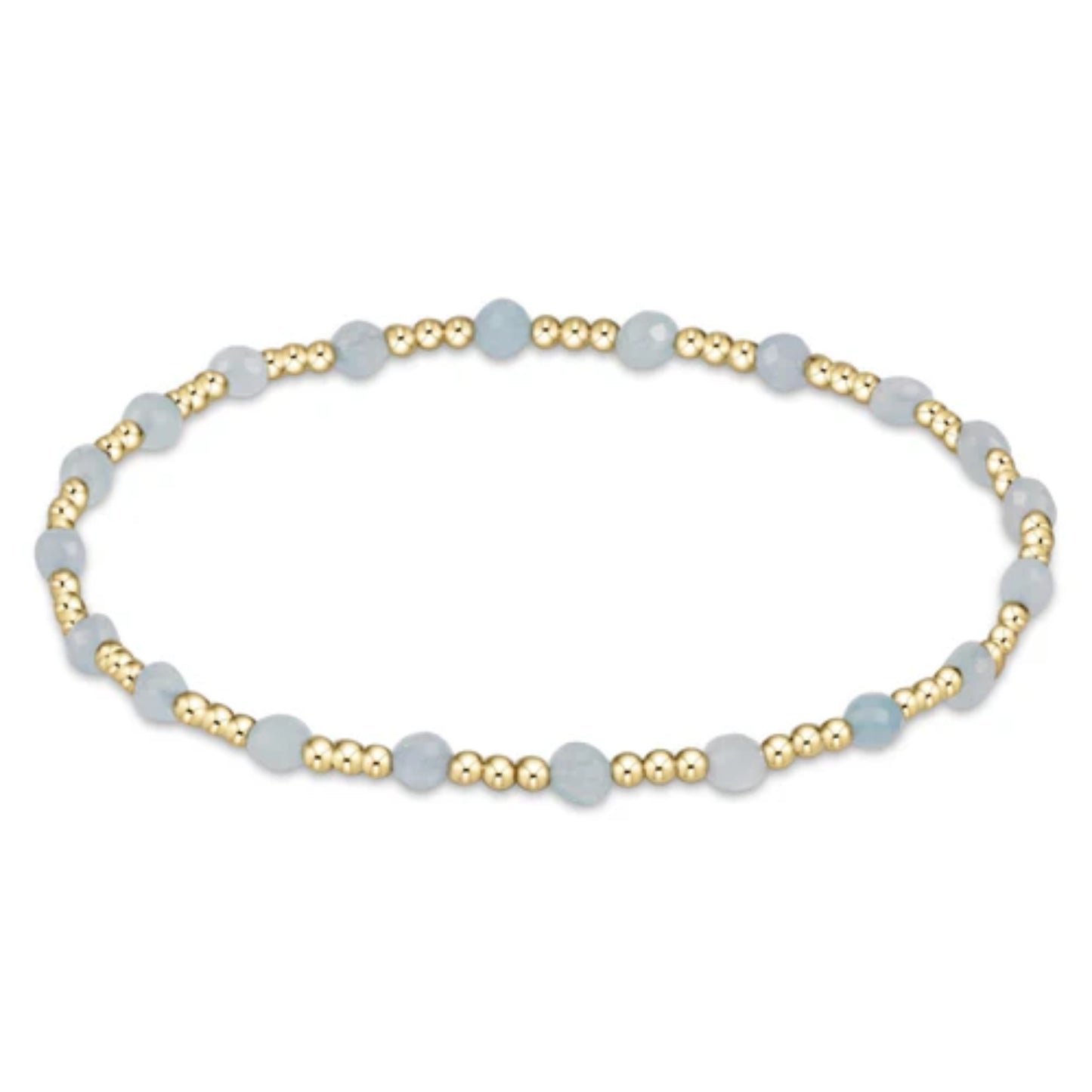 enewton | Gold Sincerity Pattern 3mm Bead Bracelet | Aquamarine