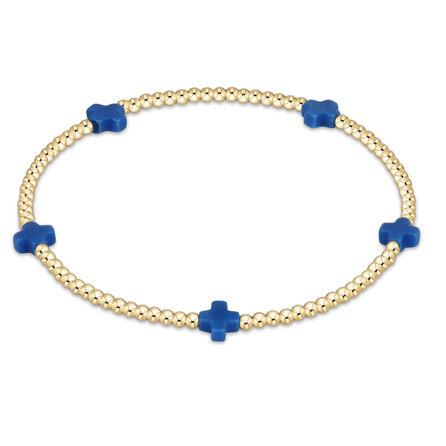 enewton | Signature Small Cross 2mm Gold Bead Bracelet | Cobalt