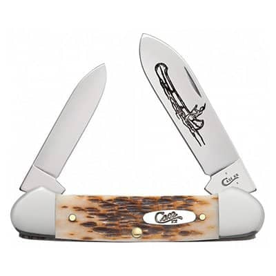 Case Knives Amber Bone Peach Seed Jig Chrome Vanadium Canoe 00263