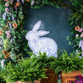 Songbird Grove Blue Chinoiserie Bunny Garden Stake - Left Facing Large