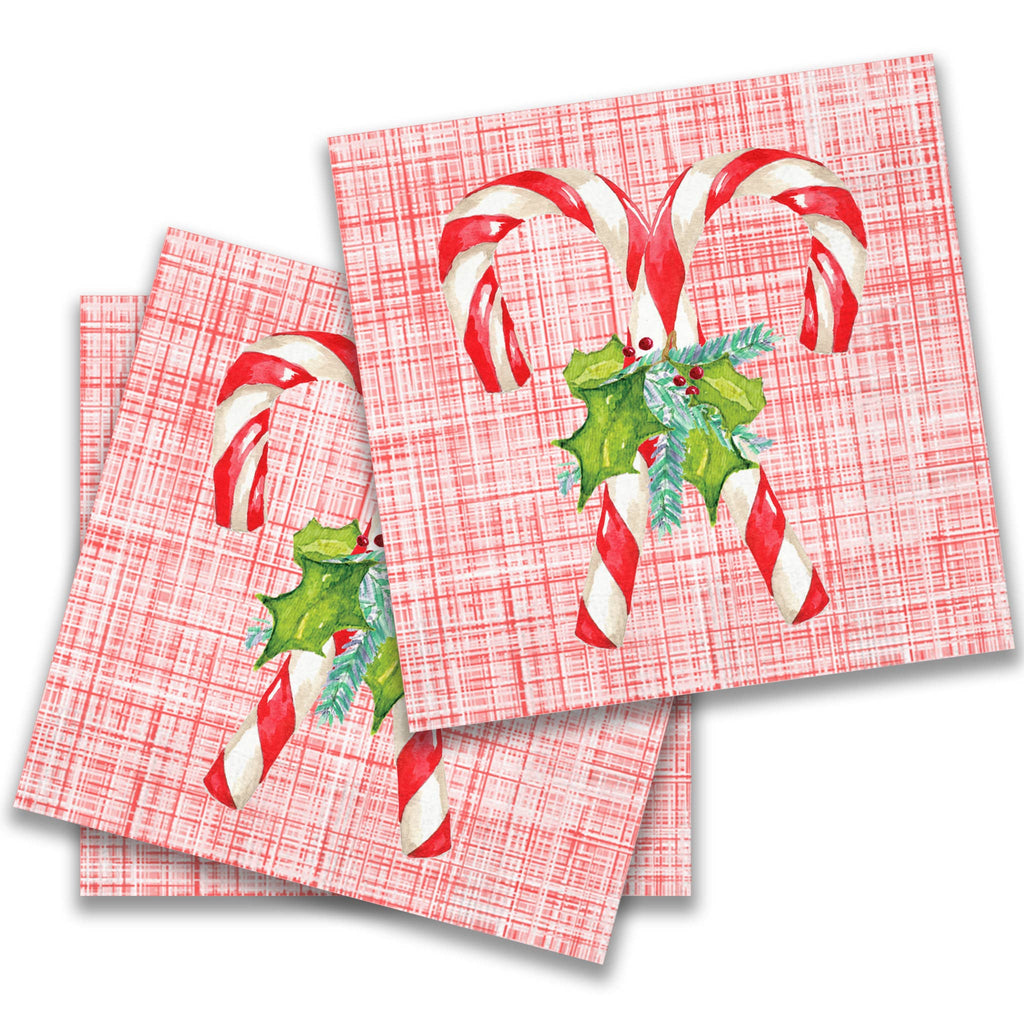 French Graffiti Candy Canes with Greens Cocktail Napkin