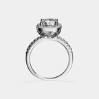 Moissanite Halo Engagement Band Ring in 925 Sterling Silver: 1.0 ct / 7 1/3 US/CA