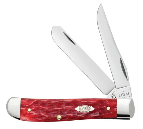 Case Knives Peach Seed Jig Dark Red Bone CS Mini Trapper 31952