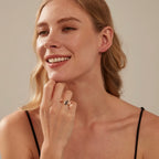 Mother Of Pearl Agate Statement Ring in 925 Sterling Silver: Gold