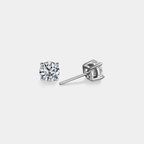 Four-Prong Moissanite Stud Earrings in 925 Sterling Silver: Silver / 2.0 ct