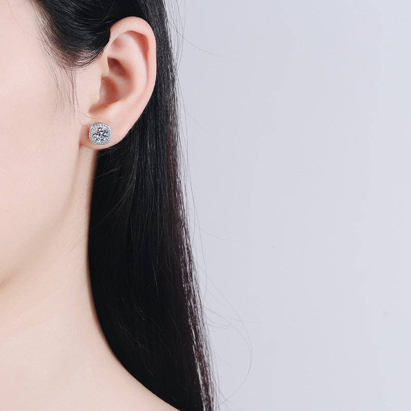 Perimade & Co | Four-Prong Moissanite Stud Earrings | Sterling Silver: 1.0 ct