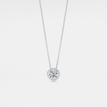 Four-Prong Moissanite Halo Necklace in 925 Sterling Silver: Silver / 2.0 ct