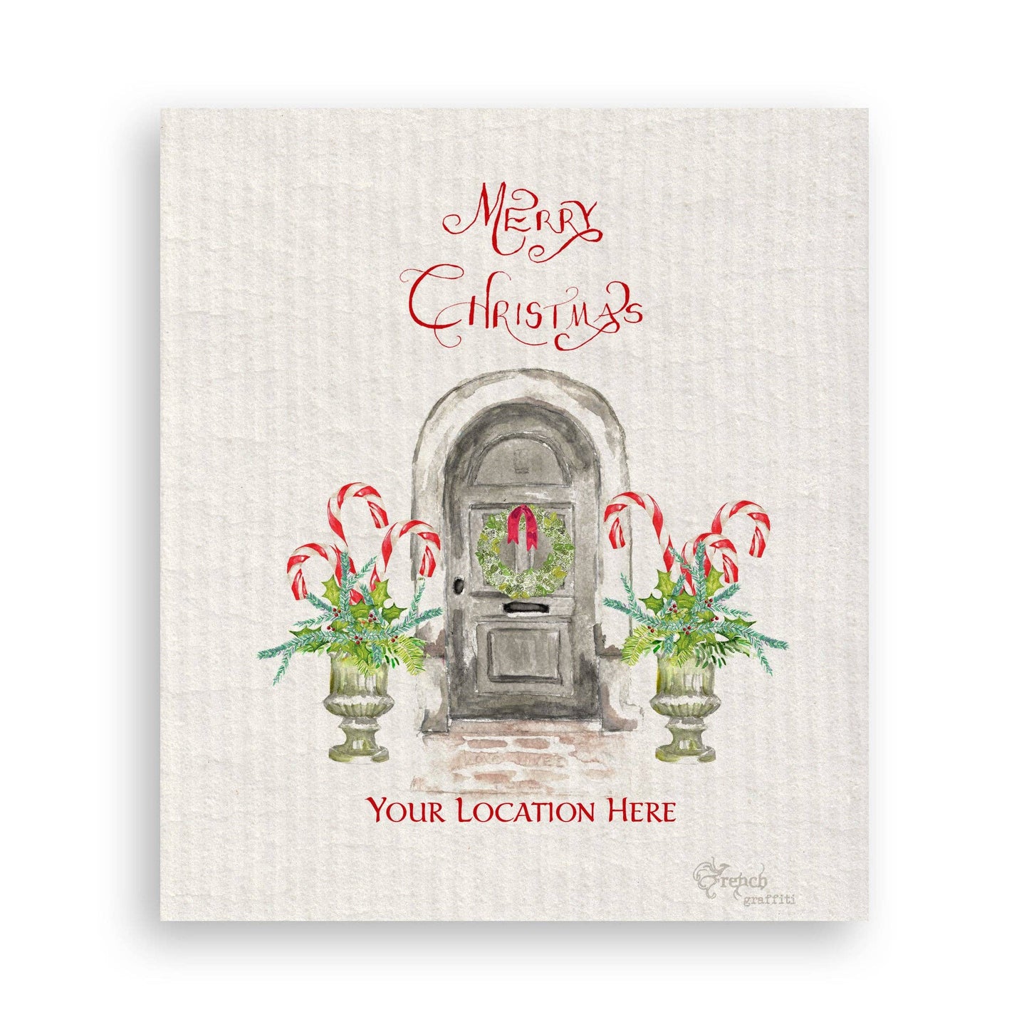 French Graffiti Merry Christmas Paducah Tea Towel