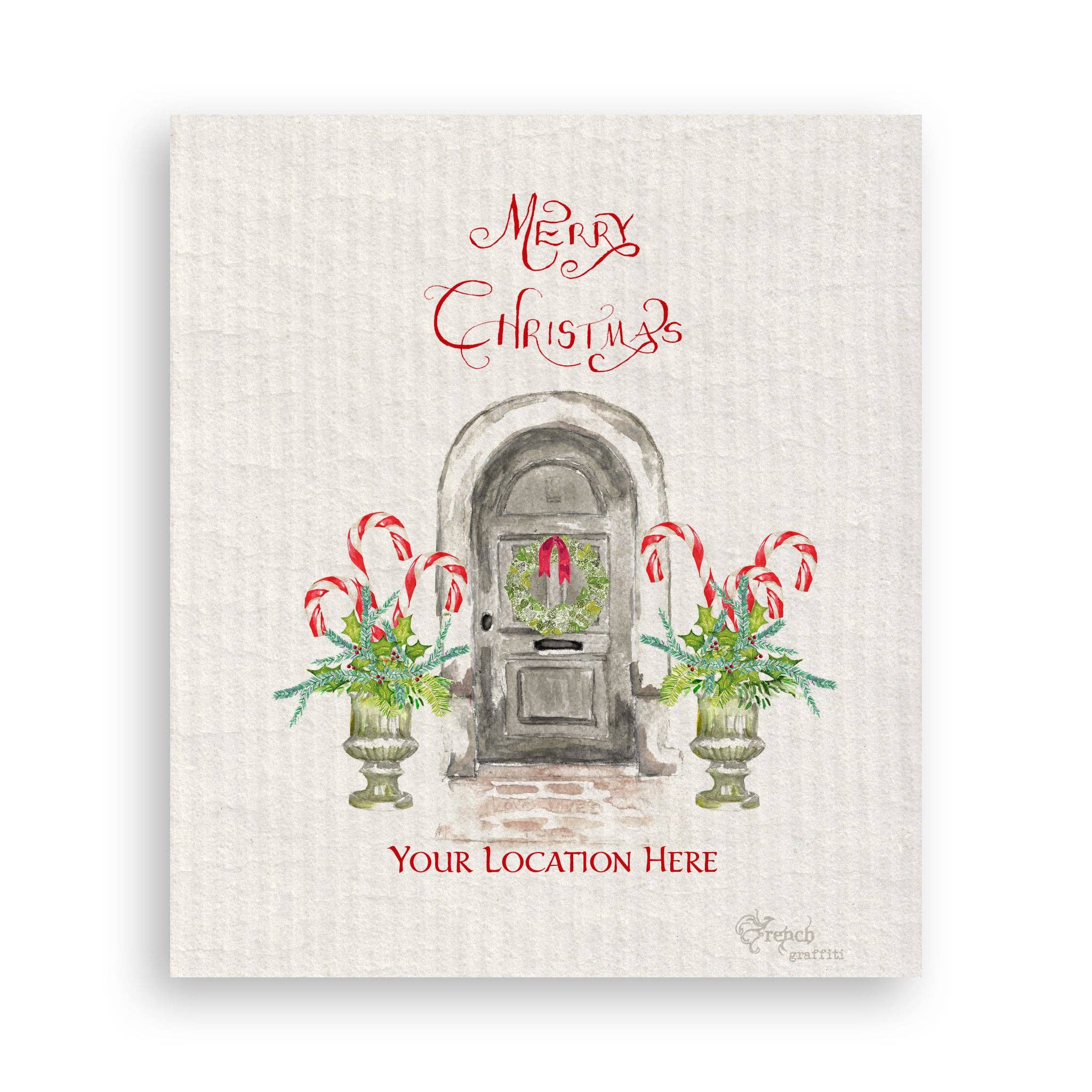 French Graffiti Merry Christmas Paducah Tea Towel