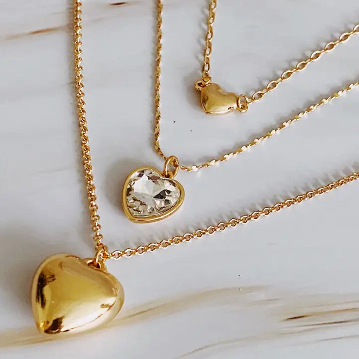 Ellison + Young | Necklace | Triple Heart Gold