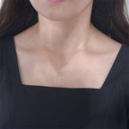 Oval Cut Blue Topaz Pendant Necklace in 925 Sterling Silver: Gold