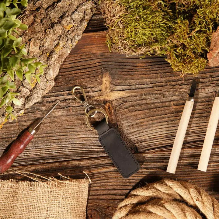 American Leather Goods | Genuine Keychain | Green