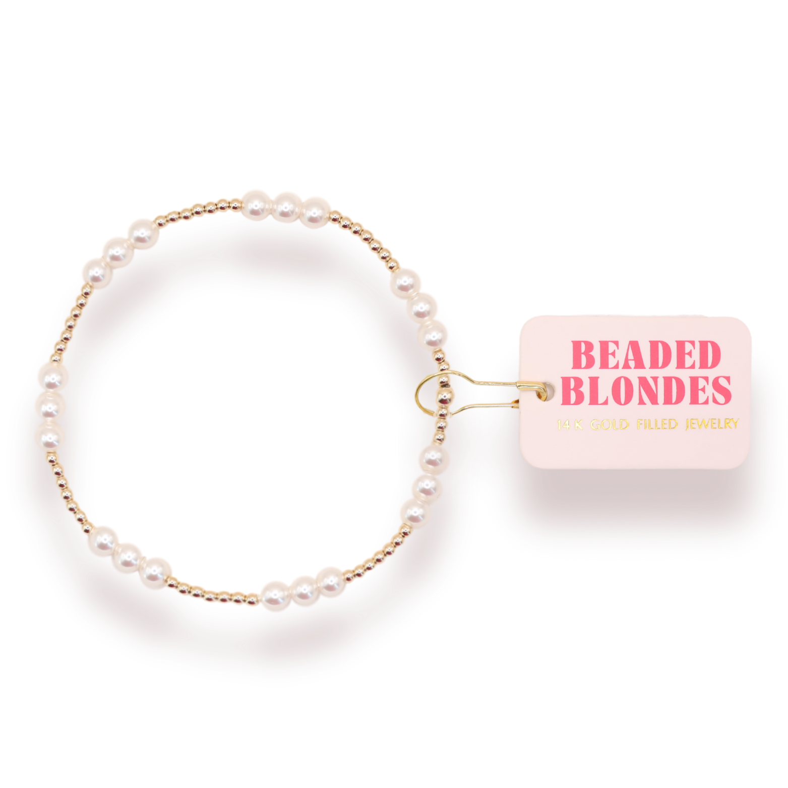 Beaded Blondes | ILY Pearl Bracelet in Gold | Extended 7.25 inch