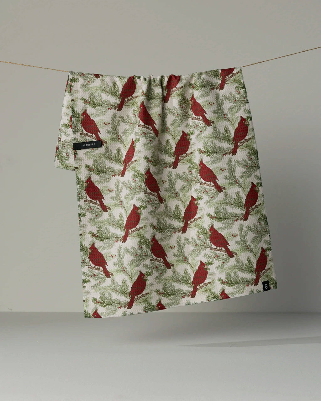 Geometry | Luxe Tea Towel | Winter Crimson