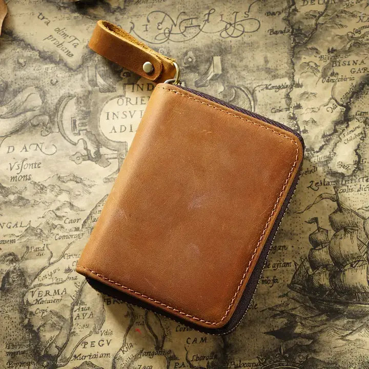 American Leather Goods Credit Card Holder Light Brown