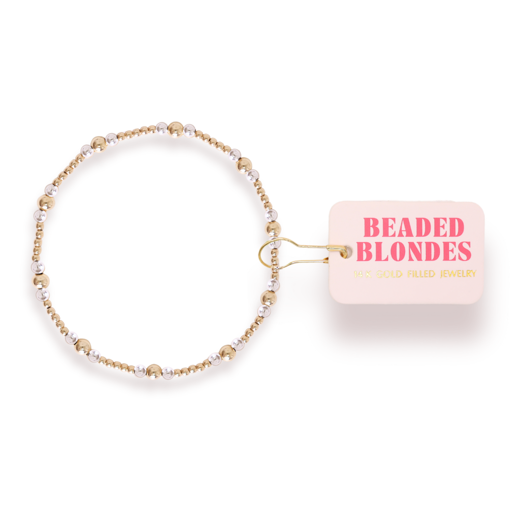 Beaded Blondes | Dainty Sutton Bracelet in Gold with Silver | Extended 7.25 Inch