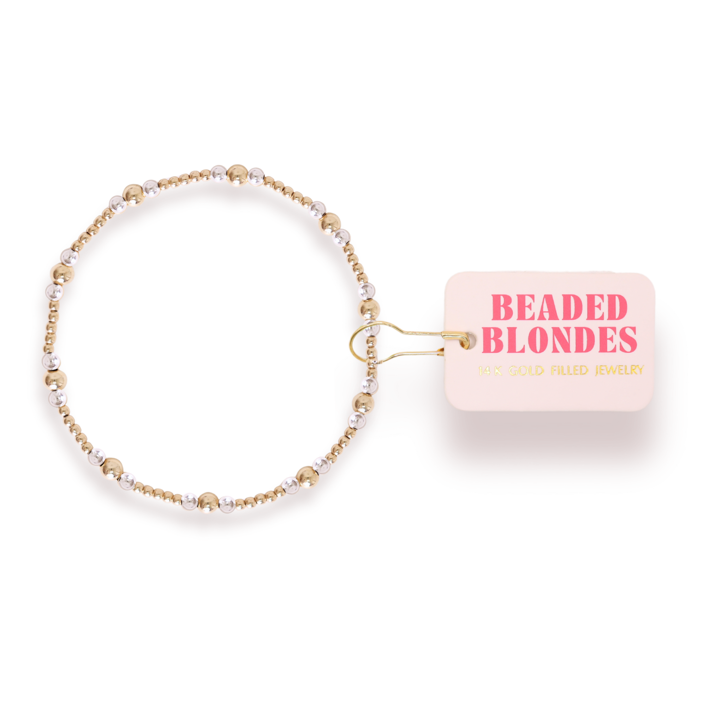 Beaded Blondes | Dainty Sutton Bracelet in Gold with Silver | Extended 7.25 Inch