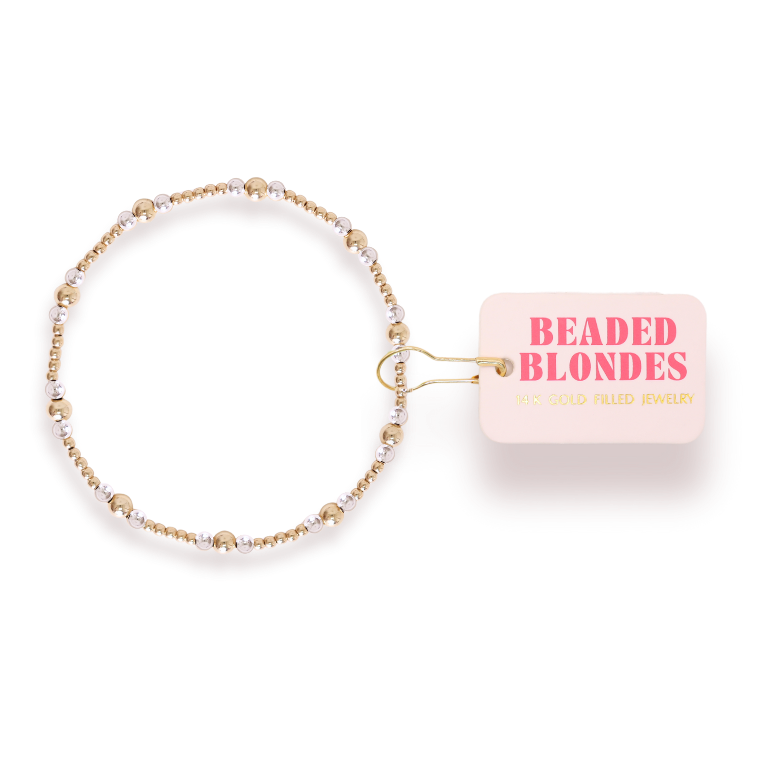 Beaded Blondes | Dainty Sutton Bracelet in Gold with Silver | Extended 7.25 Inch