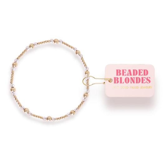 Beaded Blondes | Dainty Sutton Bracelet in Gold with Silver | Standard 6.75 Inch