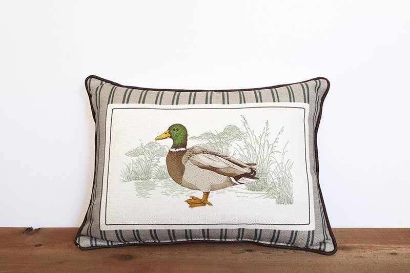 Little Birdie Home | Stripe Mallard Piped Pillow