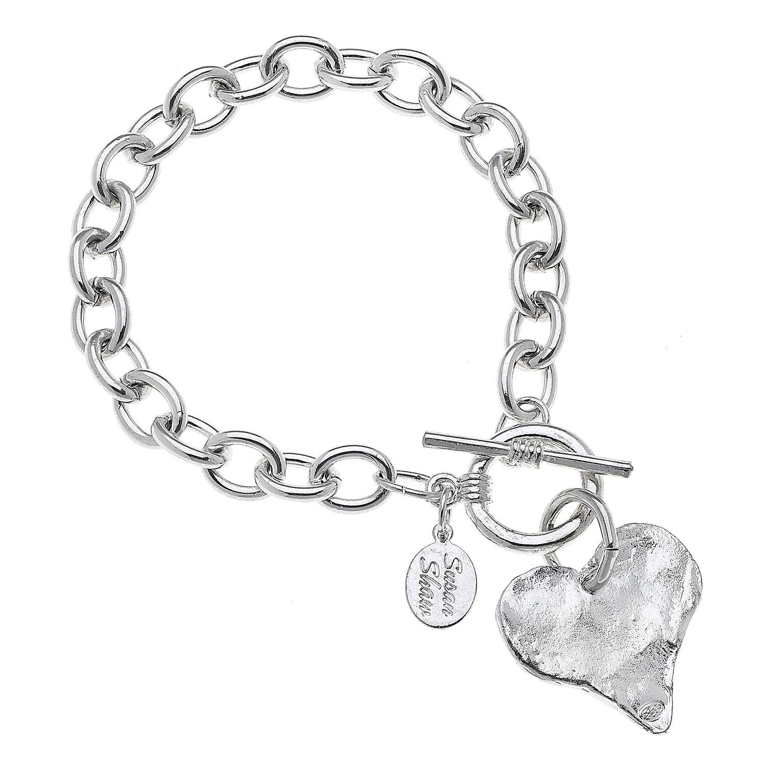 Susan Shaw | Silver Heart Chain Bracelet