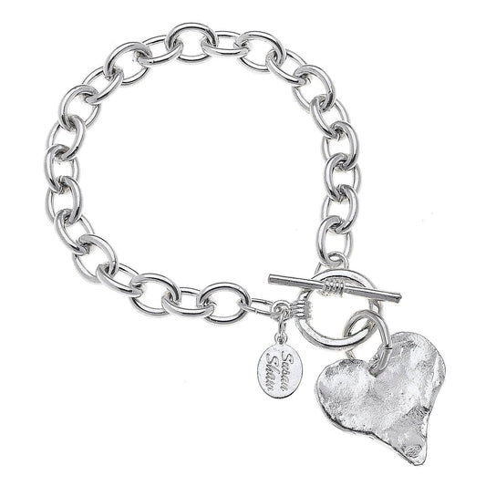 Susan Shaw Silver Heart Chain Bracelet