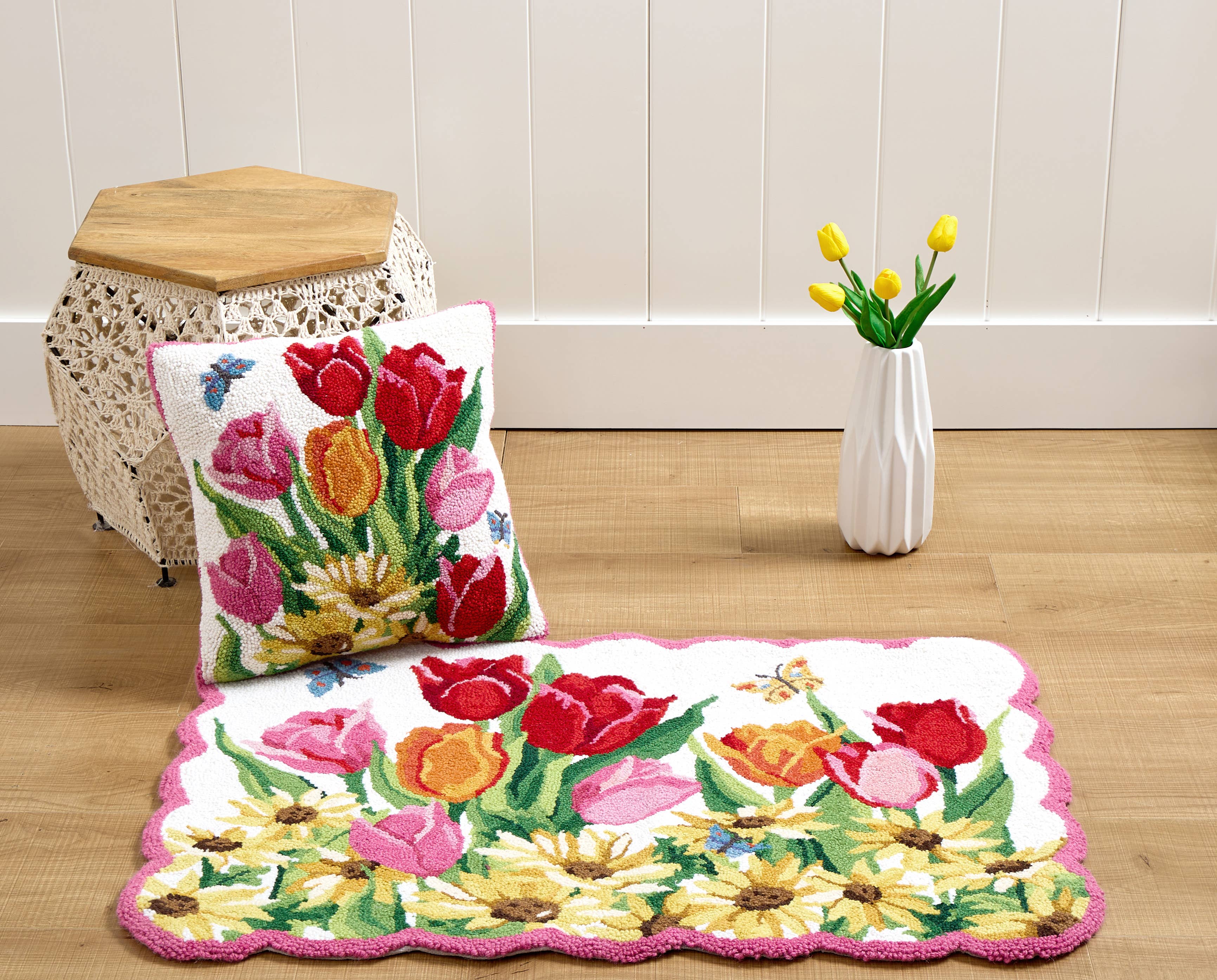 Springtime Tulips Hook Pillow - Sally Eckman Roberts