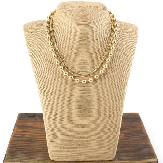 Pretty Persuasion Gold Multi Chain Bead Necklace