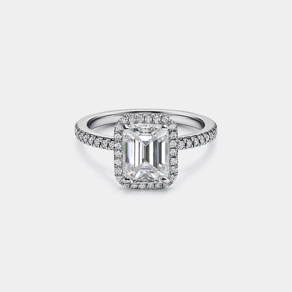 Princess Emerald Cut Moissanite Ring in 925 Sterling Silver: 1.0 ct / 6 1/2 US/CA / A