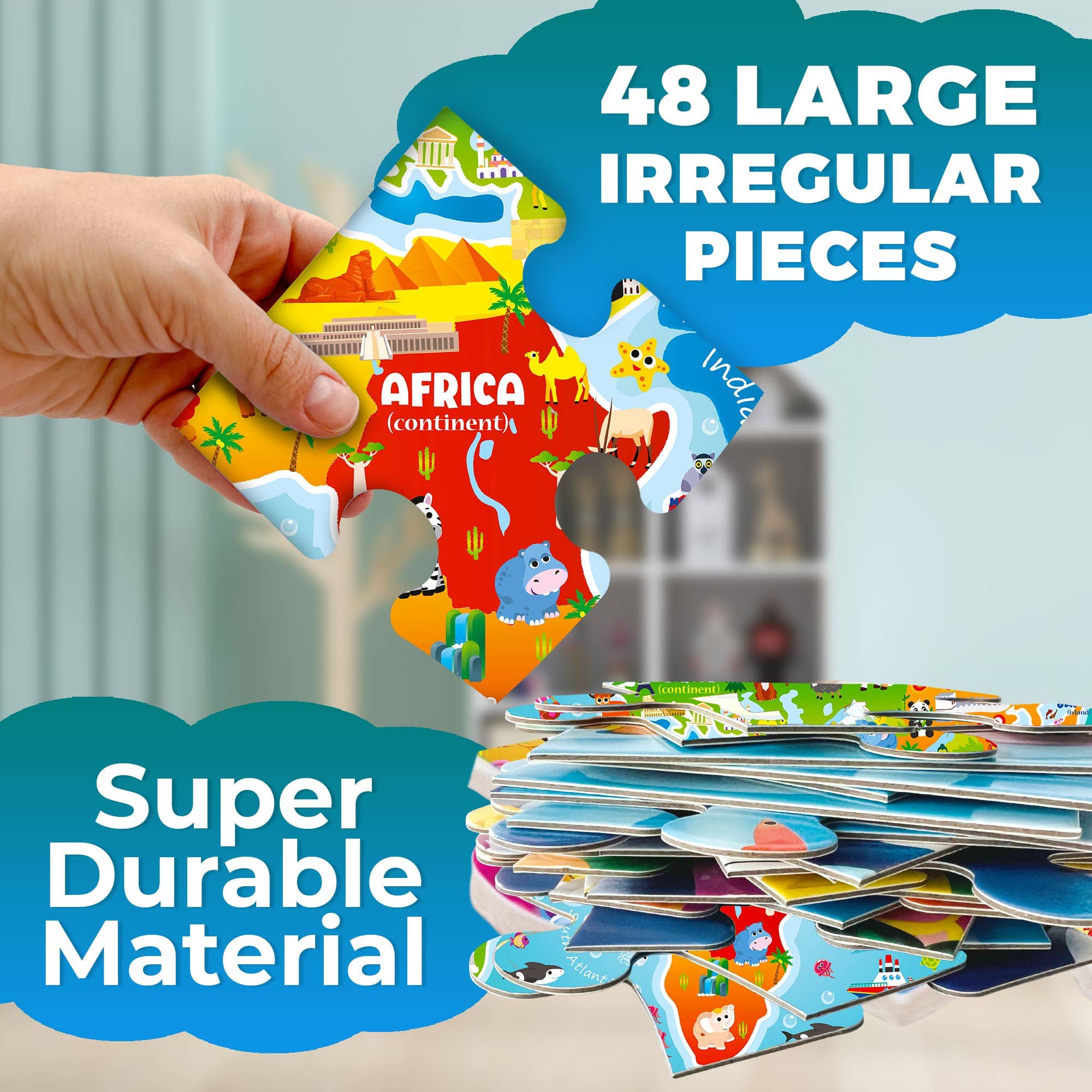 Quokka 2x3 FT Giant Floor Puzzles for Kids | World Map