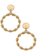 Canvas Style | Earrings | Jenny Bamboo Drop Hoops in Worn Gold