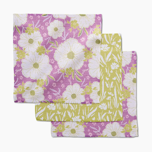 Geometry Field of Spring Flowers Dishcloth Set