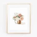 Dahlias watercolor wall art print: 8x10