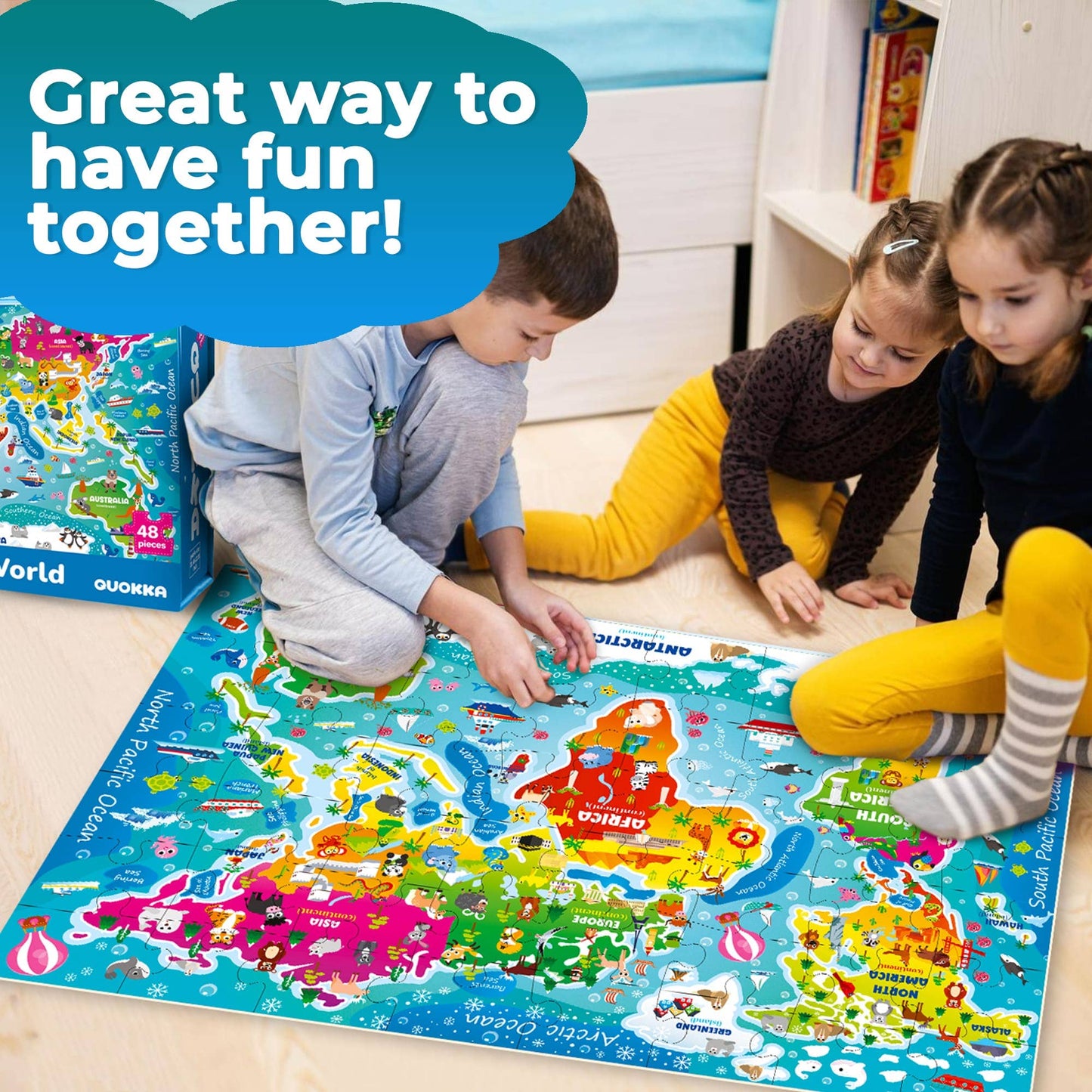 Quokka 2x3 FT Giant Floor Puzzles for Kids | World Map