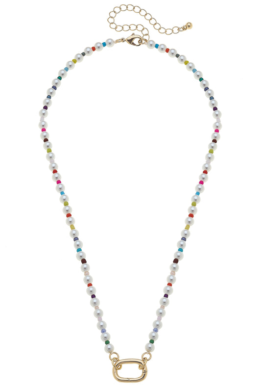 Canvas Style Mazie Rainbow Pearl Charm Necklace Base in Ivory