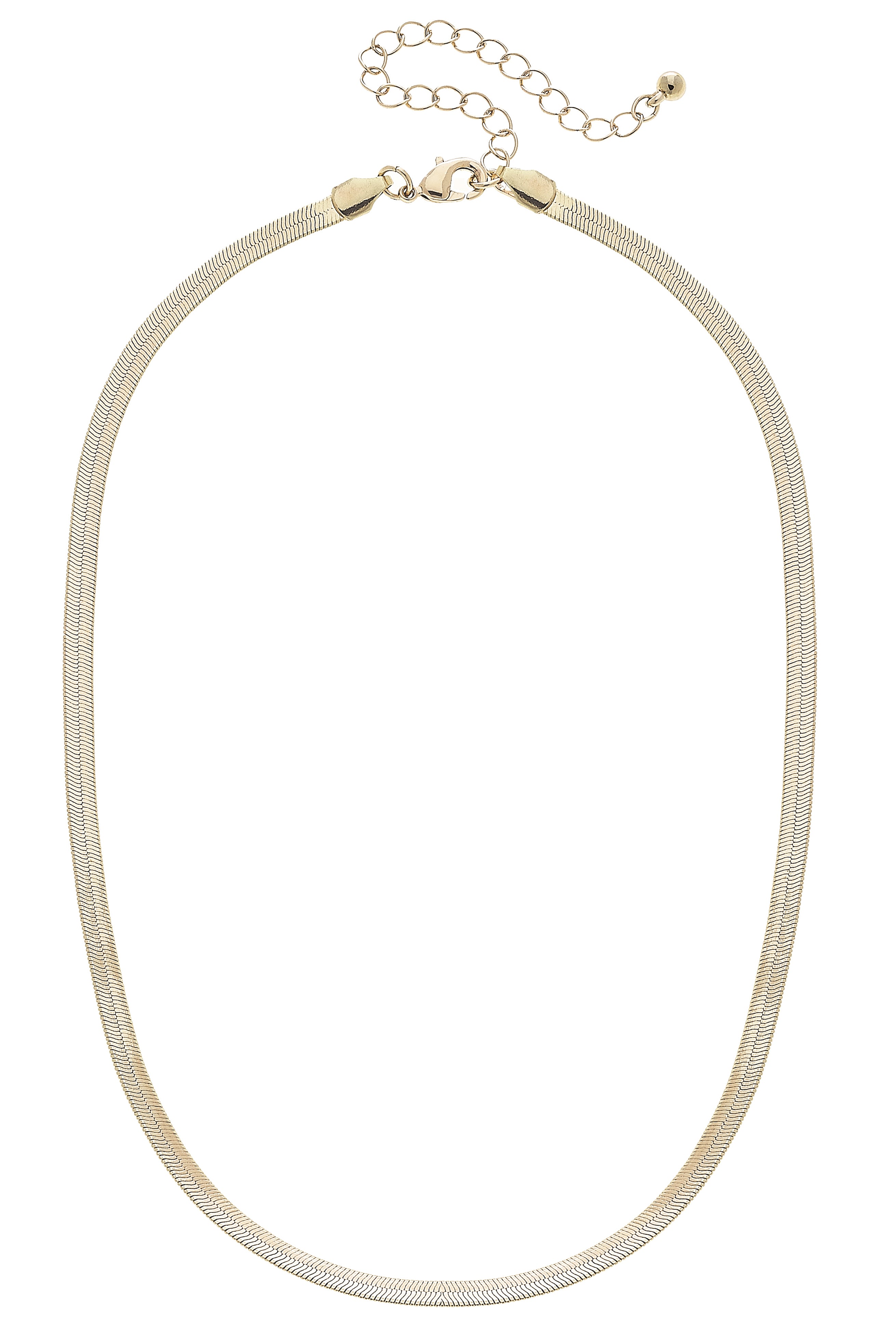 Canvas Style | Necklace | Airica Flat Snake Chain Necklace in Shiny Gold