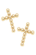 Canvas Style | Earrings | Poppy Beaded Cross Studs in Shiny Gold