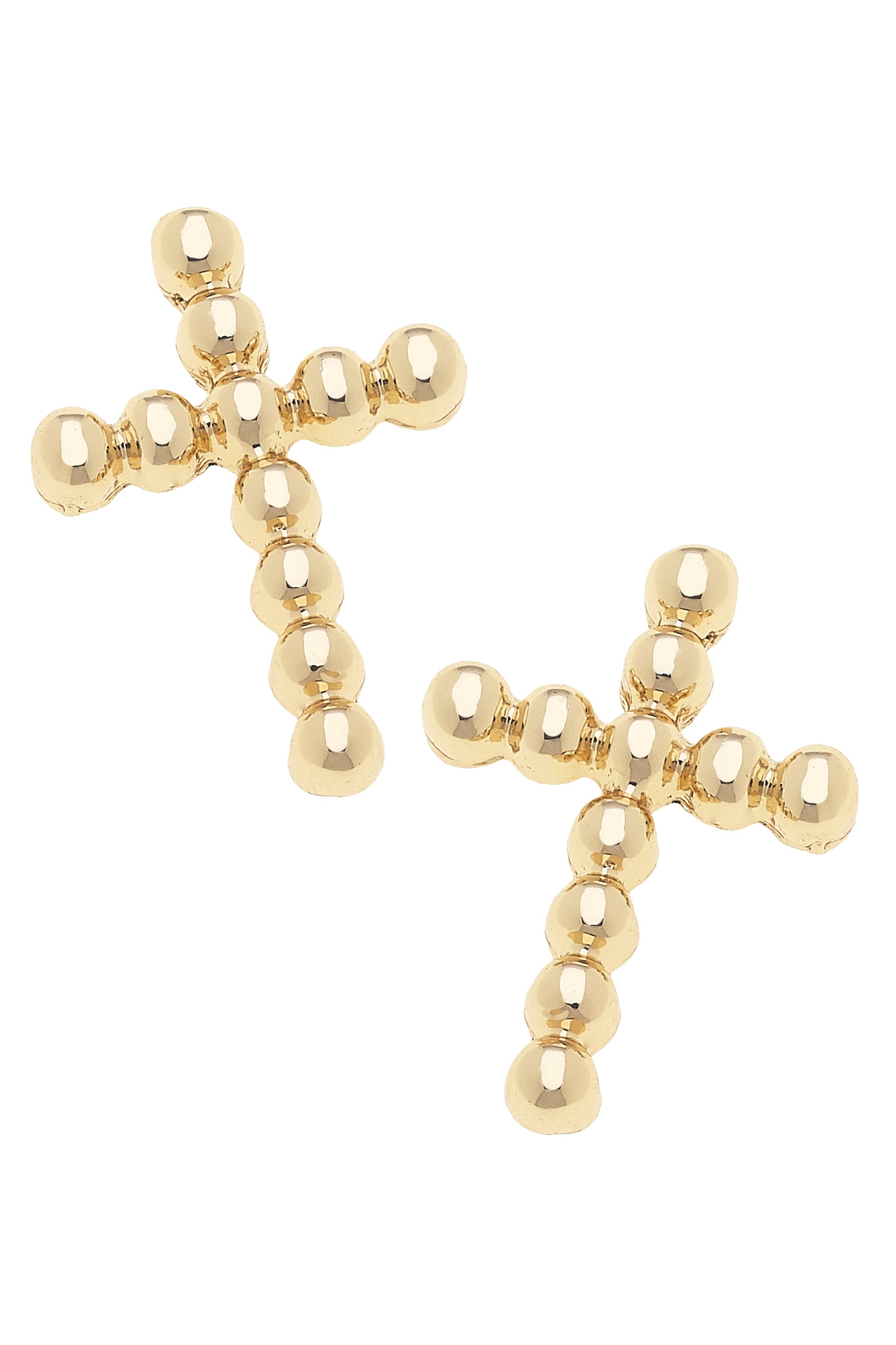 Canvas Style | Earrings | Poppy Beaded Cross Studs in Shiny Gold