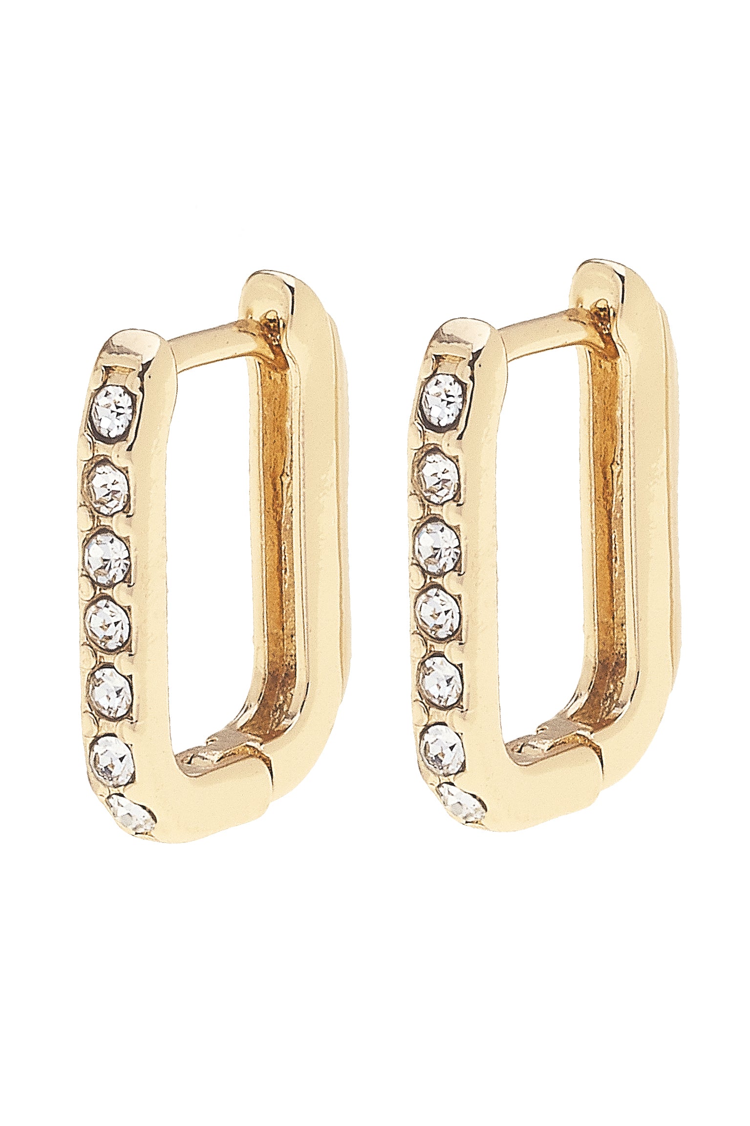 Canvas Style | Earrings | Tai Pave Rectangle Huggie Hoops in Shiny Gold